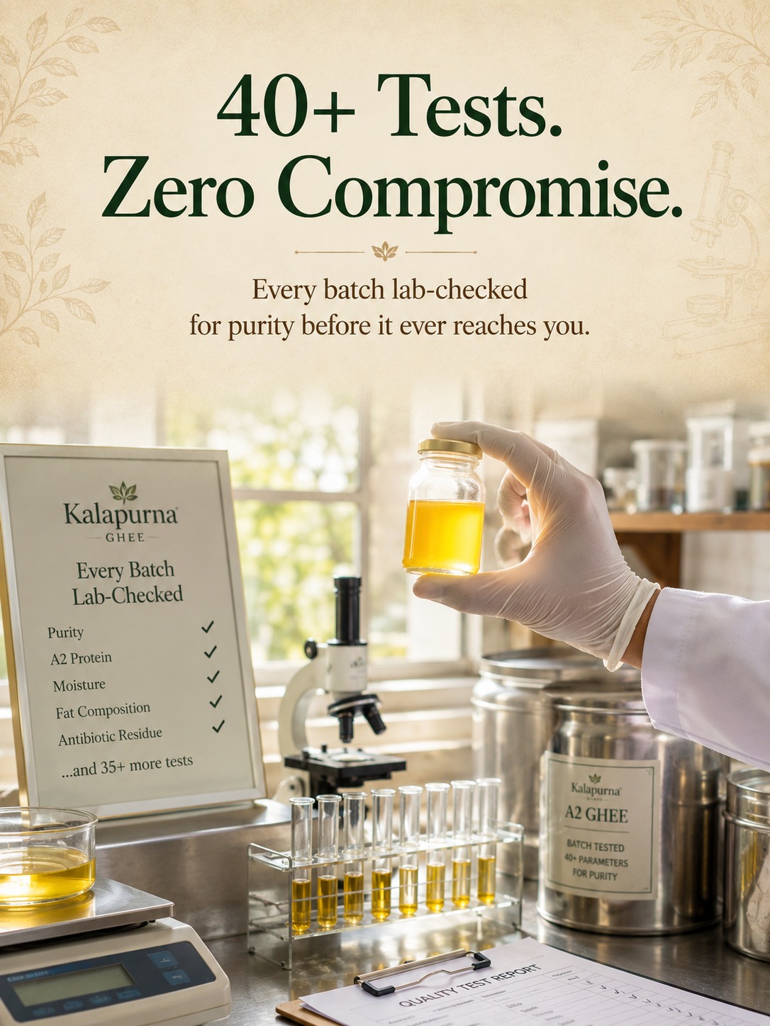 40+ Tests. Zero Compromise. — Every batch lab-checked for purity before it ever reaches you